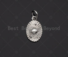Load image into Gallery viewer, CZ Micro Pave Earth On Oval Shape Pendant/Charm, Oval Cubic Zirconia Global Pendant, Real Gold Plated,8x13mm,Sku#L314