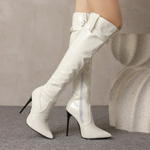 Load image into Gallery viewer, Women's Thigh-High Stiletto Boots - Pointed Toe Over-the-Knee Fashion Boots with Side Zipper