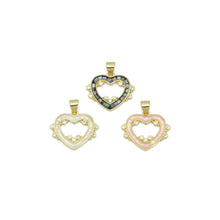 Load image into Gallery viewer, Abalone Pink White Mother of pearl Heart Charm, Sku#LX392