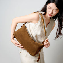 Load image into Gallery viewer, Women's Genuine Leather Crossbody Bag – Retro Soft Deerskin Shoulder Bag with Multi-Pocket Organizer