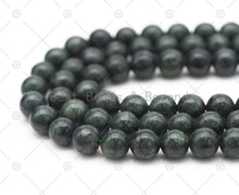 Load image into Gallery viewer, Natural Dark Green Jade Round Smooth Beads, Sku#U1196
