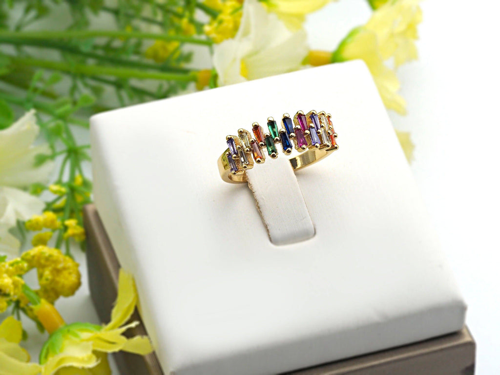 Colorful CZ Open Ring, Sku#X18