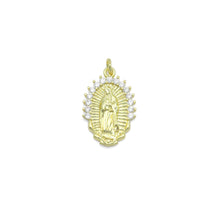 Load image into Gallery viewer, Clear CZ Gold Virgin Mary On Oval Shape Charm Pendant, Sku#LK1112