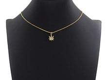 Load image into Gallery viewer, Clear CZ Gold Maple Leaf Charm Pendant, Sku#Z492