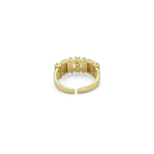 Load image into Gallery viewer, Gold Silver Round CZ Rectangle Bar Adjustable Ring, Sku#B372