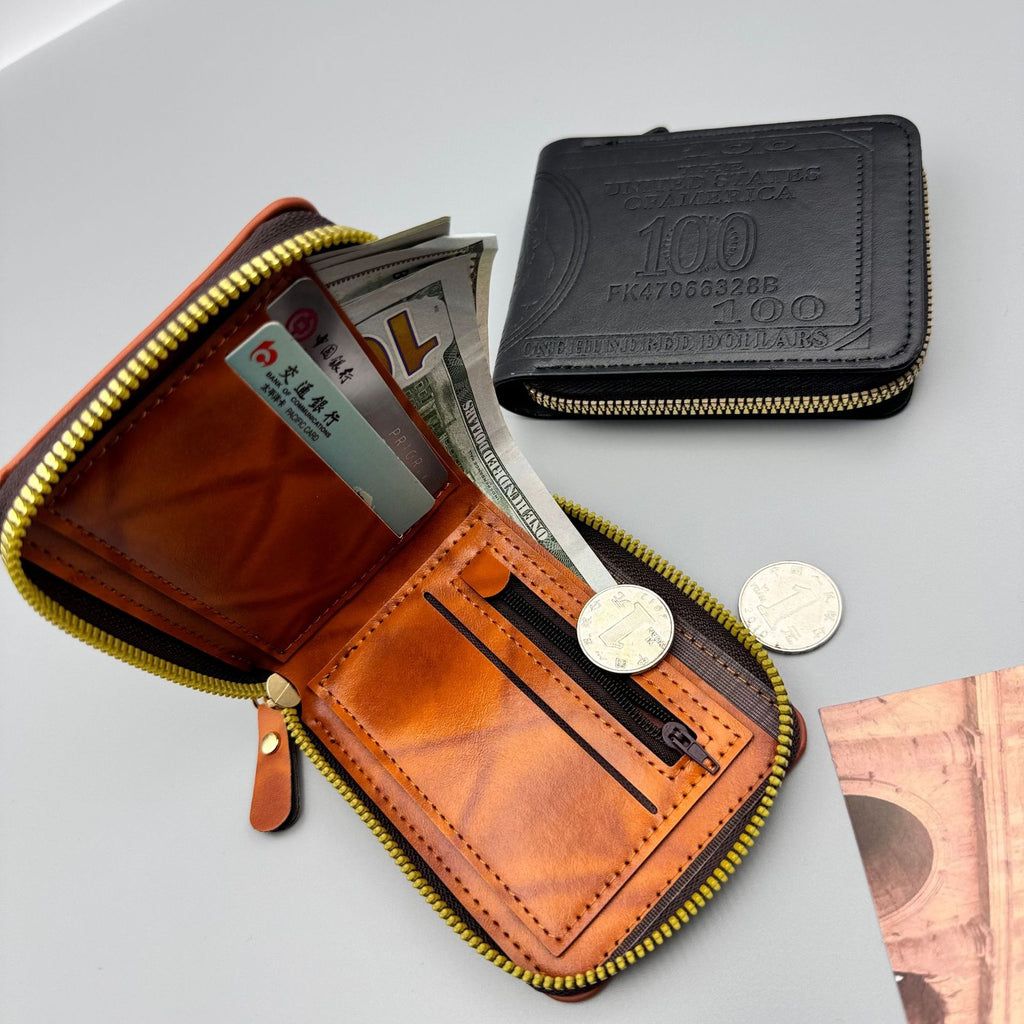 Personalized Dollar Men's Bifold Buckle Wallet – Multiple Card Slots, PU Leather, Retro Embossed Design