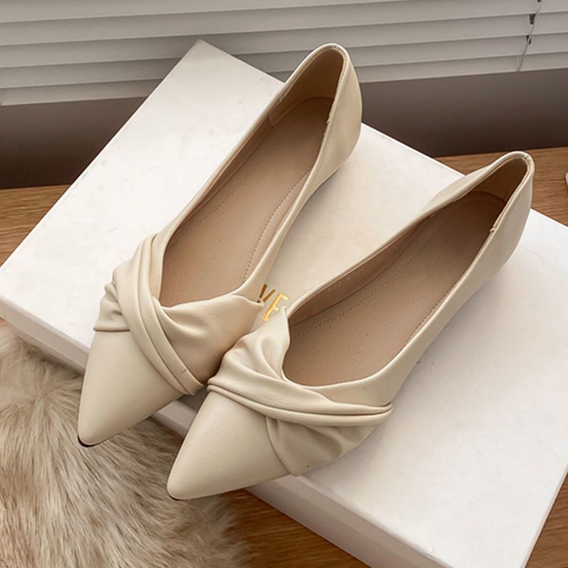 Chanel-Style Pointed-Toe Flat Shoes for Women – Mary Jane PU Leather Flats