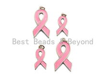 Load image into Gallery viewer, Enamel Pink Cancer Awareness Ribbon Pendant, AIDS Care Oil Drop pendant, Enamel pendant, Enamel Jewelry, 11x22mm/16x27mm,ku#X112