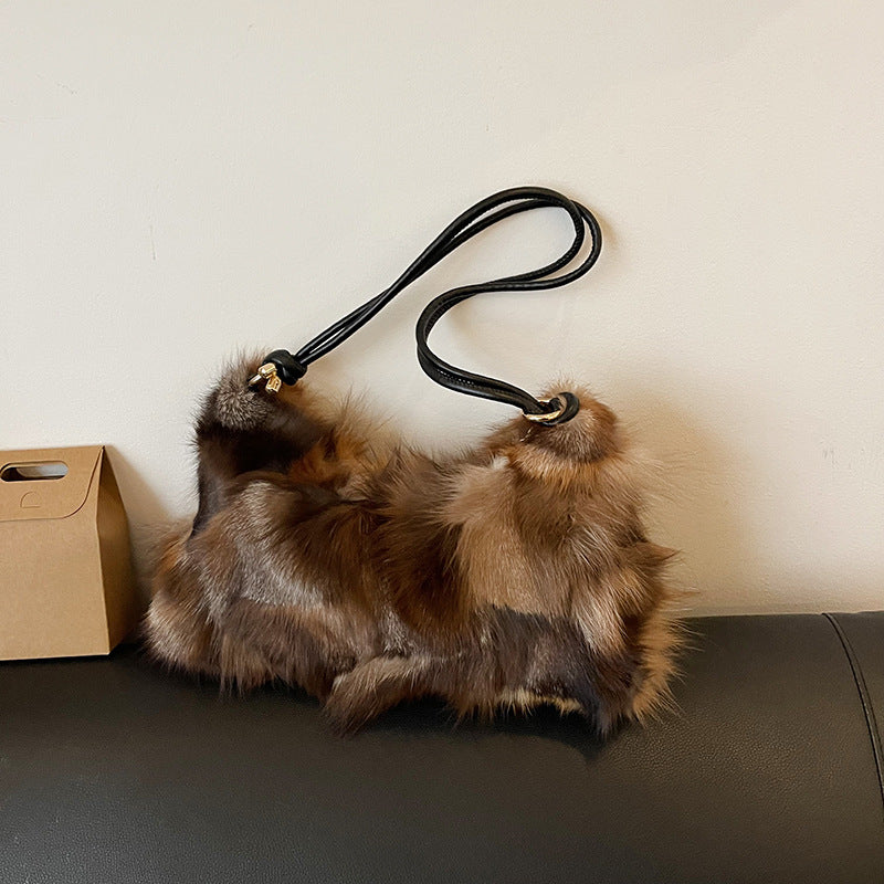 Luxury Fox Fur Plush Underarm Bag