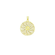 Load image into Gallery viewer, CZ Gold wheel On Spider Web Charm Pendant, Sku#LK1189