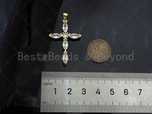Load image into Gallery viewer, Big CZ Micro Pave Cross Shape Pendant, 18K Gold Filled Cubic Zirconia Cross Charm, Necklace Bracelet Charm Pendant,24x36mm, Sku#LD23