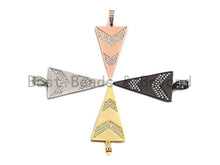 Load image into Gallery viewer, Triangle Shape with Arrow Pave CZ Pendant, CZ Pave Pendant, Gold/Silver/Rose Gold/Gunmetal Pendant, 20x46mm, sku#X102
