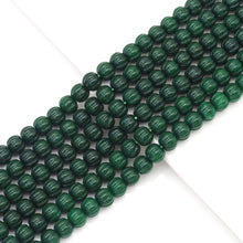 Load image into Gallery viewer, Carved Pumpkin Emerald Jade Beads, 10mm, Sku#U1714