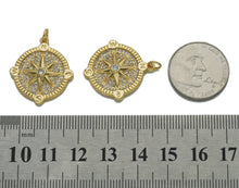 Load image into Gallery viewer, Gold CZ Pave North Star Medallion Coin Charm, Sku#LX116