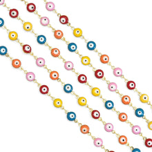 Load image into Gallery viewer, Unfinished Colorful Evil Eye Chain by feet/Yard, sku#HX15