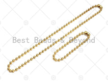 Load image into Gallery viewer, Shinny Gold 4mm Smooth ball Finished Necklace Bracelet with Lock, Ball beads Necklace, Ball beads Bracelet Necklace, sku#LD73