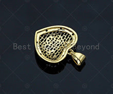 Load image into Gallery viewer, CZ Micro Pave Filigree Heart Shape Pendant, Gold Plated Yoga Sign, Necklace Bracelet Charm Pendant, 18x17mm,sku#F1234