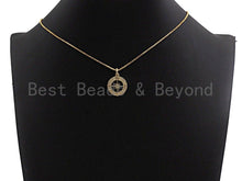 Load image into Gallery viewer, Clear CZ Micro Pave Hollow out Compass Pendant/Charm,Round C
