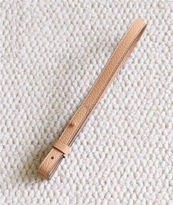 Genuine Leather Bag Strap Replacement – Adjustable Spaghetti Shoulder Strap with Gold & Silver Stud Detail