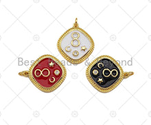 Load image into Gallery viewer, Colorful Enamel Pave Infinity Moon Star On Rhombus Pendant, Gold Enamel Rhombus Pendant, Pave Enamel Jewelry Findings,20x23mm,Sku#L437