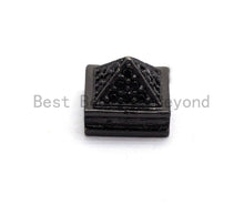 Load image into Gallery viewer, Black CZ Pave On Black Square Beads, Pyramid Spacer Beads, Cubic Zirconia Pyramid Space Beads, 8x6mm, SKU#C95
