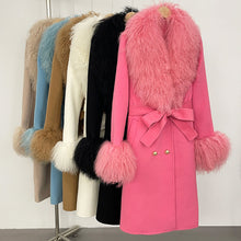 Load image into Gallery viewer, Long Double-faced Wool Coat With A Shearling Collar