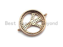 Load image into Gallery viewer, Clear Cz Micro Pave 18x23mm Peace Sign Round Connector, Cubi
