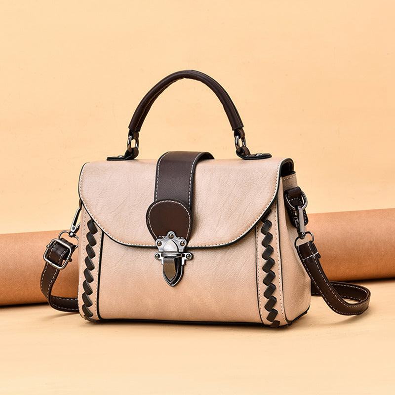 Korean-Style Color-Block Tote Bag & Crossbody Shoulder Bag | PU Leather | Multi-Color