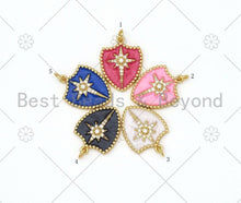 Load image into Gallery viewer, Micro Pave CZ North Star On Colorful Enamel Shield Shape Pendant,18K Gold Field Enamel CZ Star Charm,Enamel Jewelry,24x18mm,Sku#L591