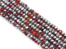 Load image into Gallery viewer, Half Silver Plated Natural Orange Red Banded Agate Rondelle Faceted Beads,Sku#UA271