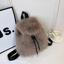 Load image into Gallery viewer, Plush Drawstring Flap Backpack