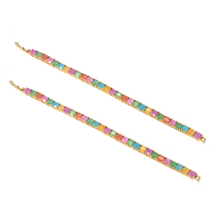Load image into Gallery viewer, Colorful Stone Gold Adjustable Bracelet, Sku#B346
