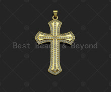Load image into Gallery viewer, CZ Micro Pave Cross Shape Pendant/Charm,Cubic Zirconia Charm, Cross Necklace Bracelet Charm Pendant,31x48mm, Sku#LD24
