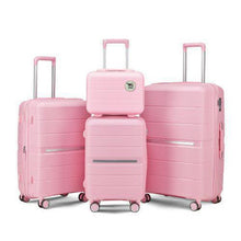 Load image into Gallery viewer, 4-Piece PU Leather Luggage Set for Women – Travel Bag Set in Pink, Apricot &amp; Orange
