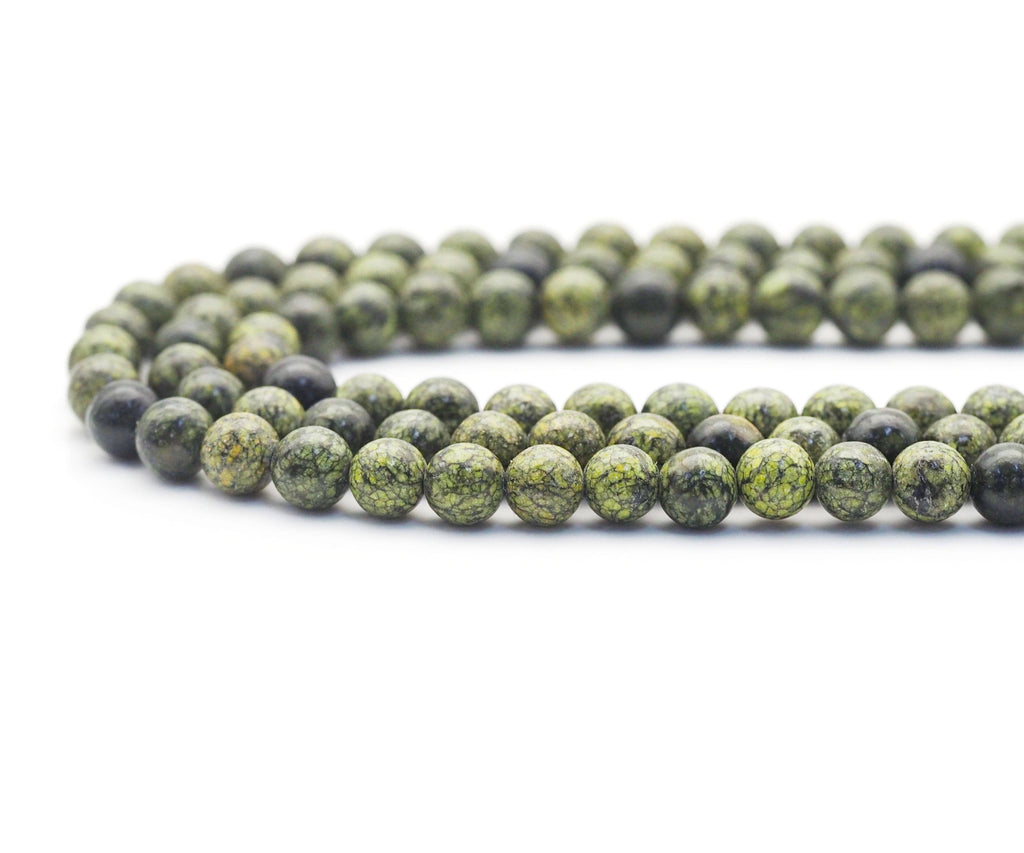 High Quality Genuine Green Snake Skin Jasper Round Smooth Beads, Sku#U1441