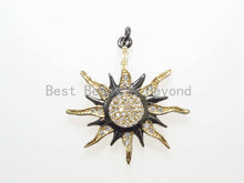 Load image into Gallery viewer, CZ Micro Pave 31mm Sunburst Pendant, Cubic Zirconia Paved Charm, CZ Pave Findings,31x33mm,, sku#F482