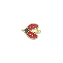 Load image into Gallery viewer, Gold Red Enamel Ladybug  Coonector Charm Pendant, Sku#LK1024