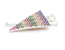 Load image into Gallery viewer, CZ Micro Pave Rainbow Triangle Pendant, Multi Color CZ Pave Beads, Cubic Zirconia Pendant, 18x34mm, sku#F10