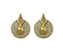 Load image into Gallery viewer, CZ Gold Prayer Hands Coin Charm, Sku#LK658