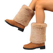 Load image into Gallery viewer, Women's Chunky Heel Snow Boots – Faux Fur Lined Mid-Calf Winter Boots