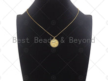 Load image into Gallery viewer, CZ Micro Pave Embossment Snake On Round Coin Charm/Pendant,Emblem Shape Charm, Snake Pave Pendant, Gold plated charm, Sku#LK129