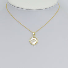 Load image into Gallery viewer, Mother of Pearl Evil Eye On Round Coin Charm Pendant, Sku#LX759