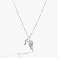 Load image into Gallery viewer, Faith Cross and Angel Wing Charm Necklace
