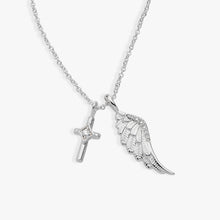 Load image into Gallery viewer, Faith Cross and Angel Wing Charm Necklace