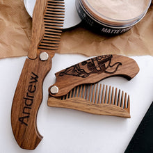Load image into Gallery viewer, Wooden Beard Comb – Viking Design