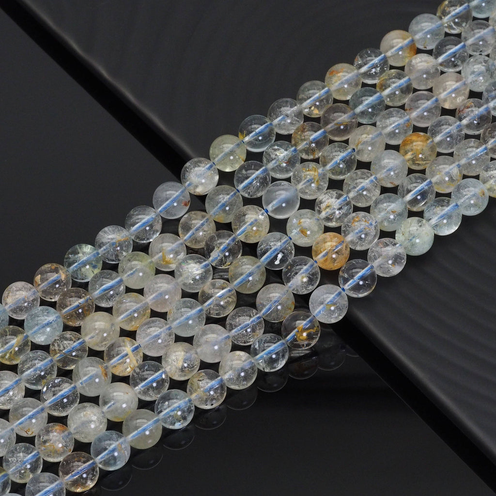 Genuine Yellow Topaz Round Smooth Beads, 6mm/8mm, Sku#U1641