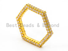 Load image into Gallery viewer, CZ Micro Pave Hexagon Pendant/Charm, Cubic Zirconia Pave Pendant, Fashion Jewelry Findings, 36x23mm, sku#C51