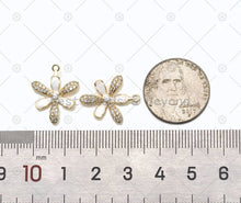 Load image into Gallery viewer, CZ Micro Pave and White Enamel Flower Shape Pendant,18K Gold Filled Flower Charm, Necklace Bracelet Charm Pendant, Sku#LX06