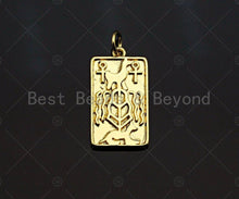 Load image into Gallery viewer, CZ Micro Pave Dog Cross On Rectangle Shape Pendant, Gold Plated, Necklace Bracelet Charm Pendant, 16x25mm,sku#F1239