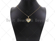 Load image into Gallery viewer, CZ Micro Pave 18k Gold Enamel Evil Eye On Heart Shape Pendant, lk211